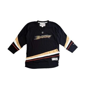 Reebok Anaheim Ducks NHL Black Hockey Jersey Youth L/‎ XL Black Gold White